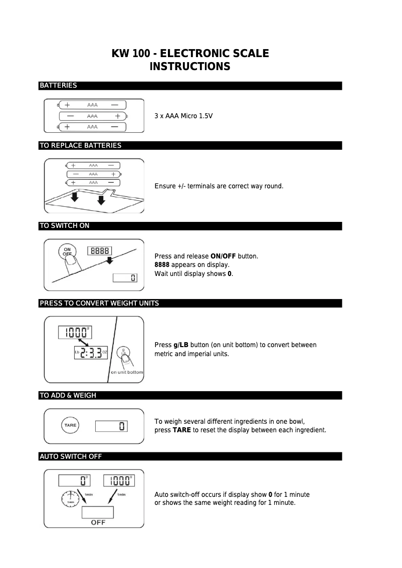 Page 1 de la notice Manuel utilisateur Techno Line KW 100