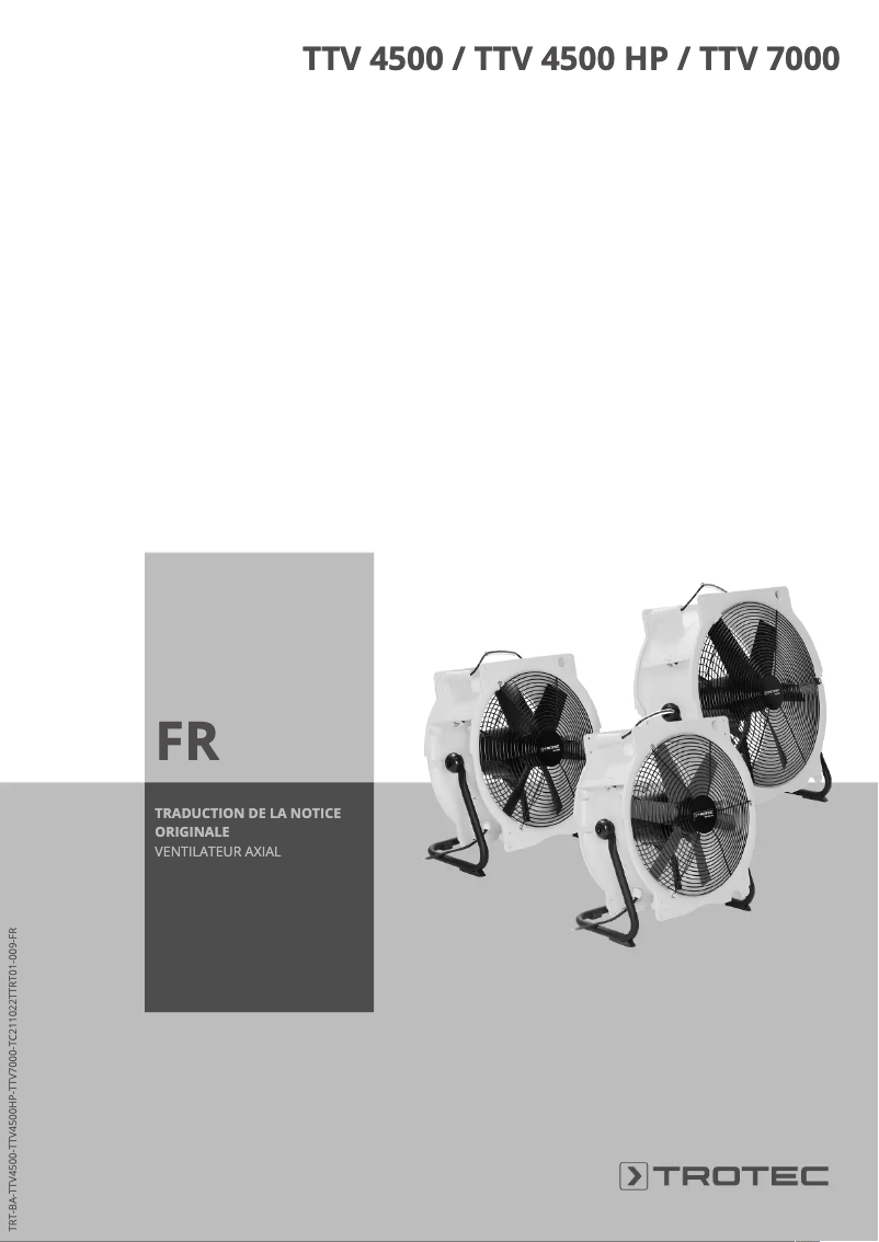Page 1 de la notice Manuel utilisateur Trotec TTV 7000