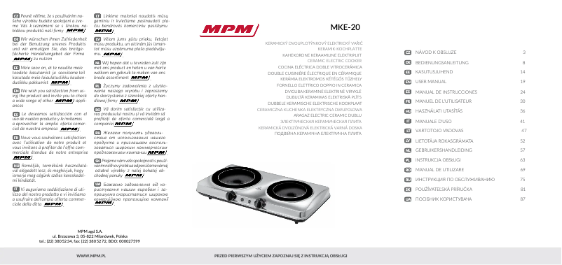 Page 1 de la notice Manuel utilisateur MPM MKE-20