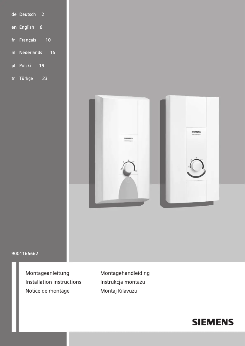 Page 1 de la notice Guide d'installation Siemens DE2427407