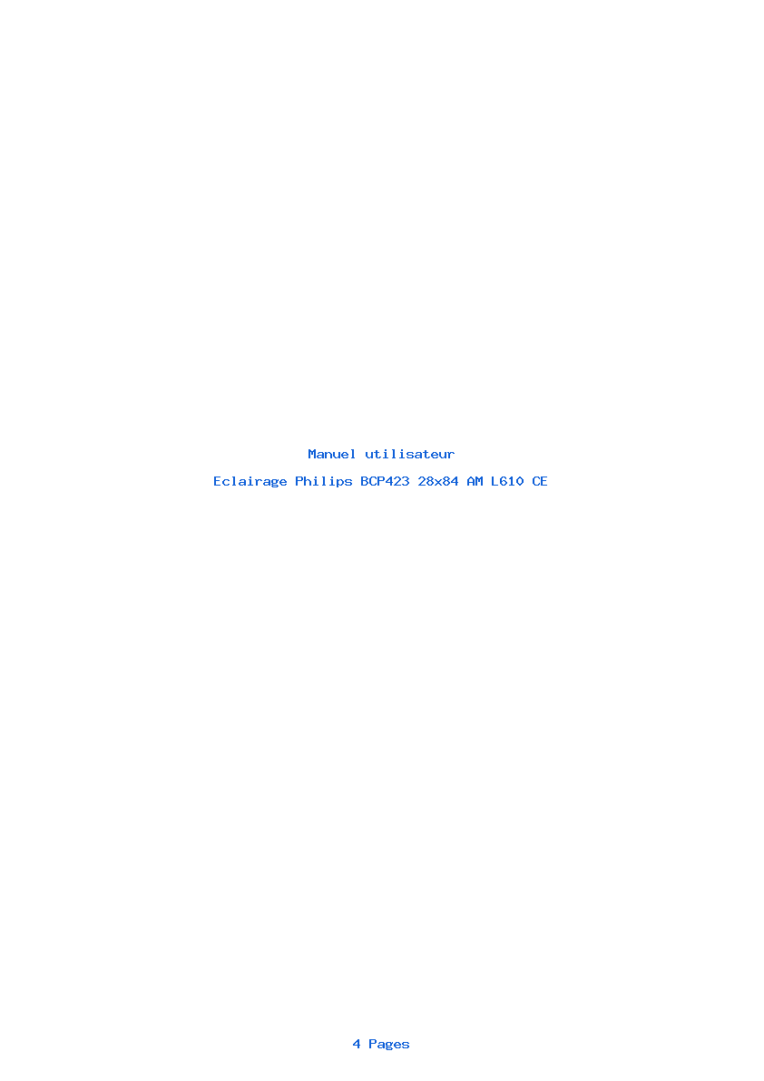 Page 1 de la notice Manuel utilisateur Philips BCP423 28x84 AM L610 CE