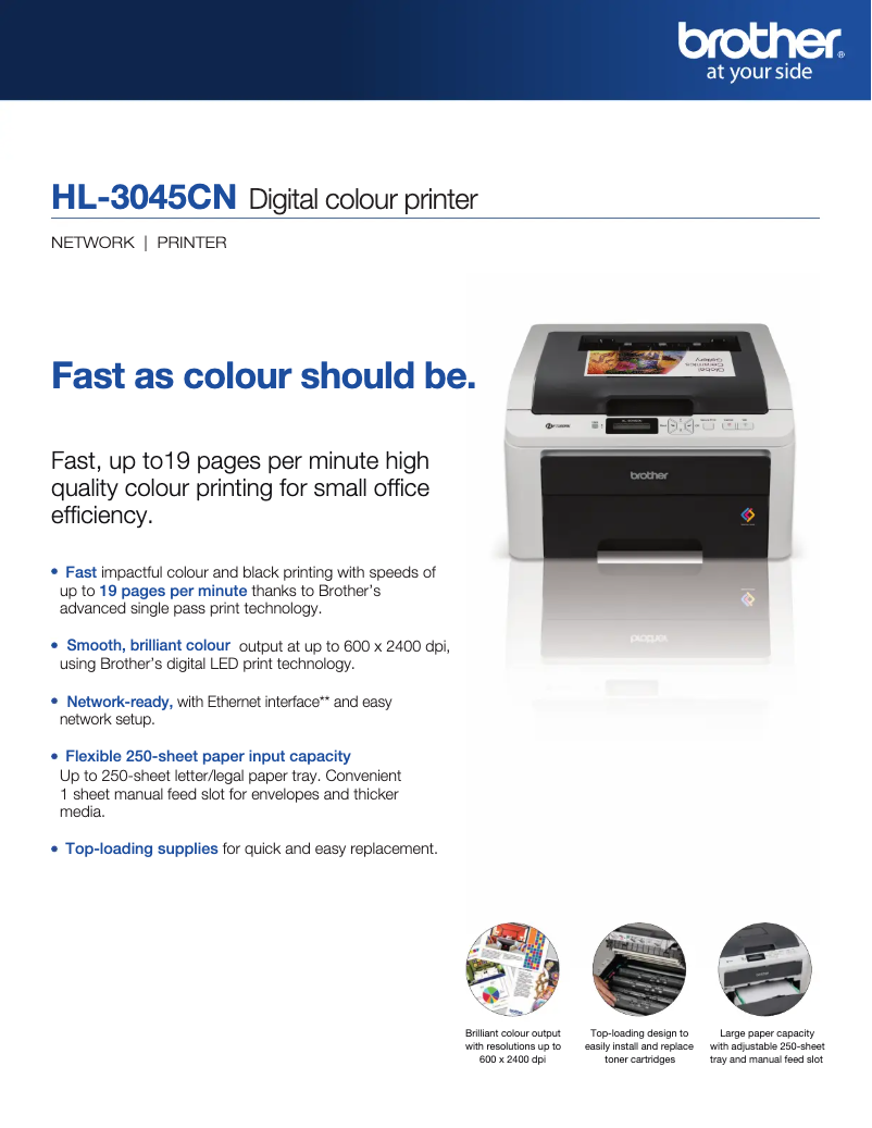 Página 1 del manual Ficha técnica Brother HL-3045CN