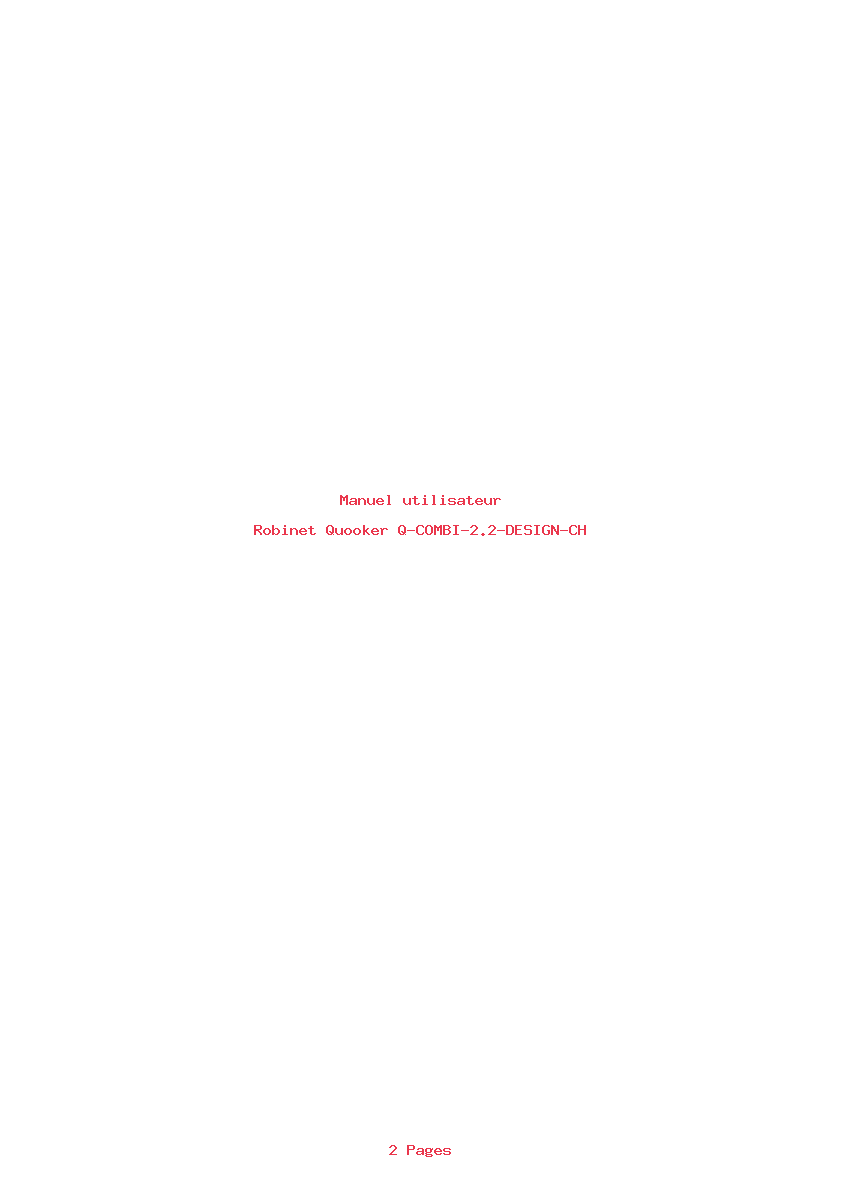 Page 1 de la notice Manuel utilisateur Quooker Q-COMBI-2.2-DESIGN-CH