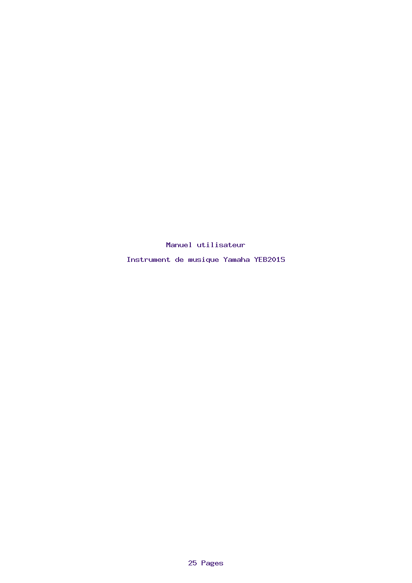 Page 1 de la notice Manuel utilisateur Yamaha YEB201S