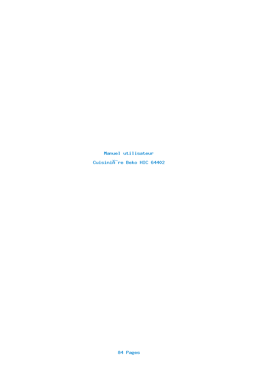 Page 1 de la notice Manuel utilisateur Beko HIC 64402