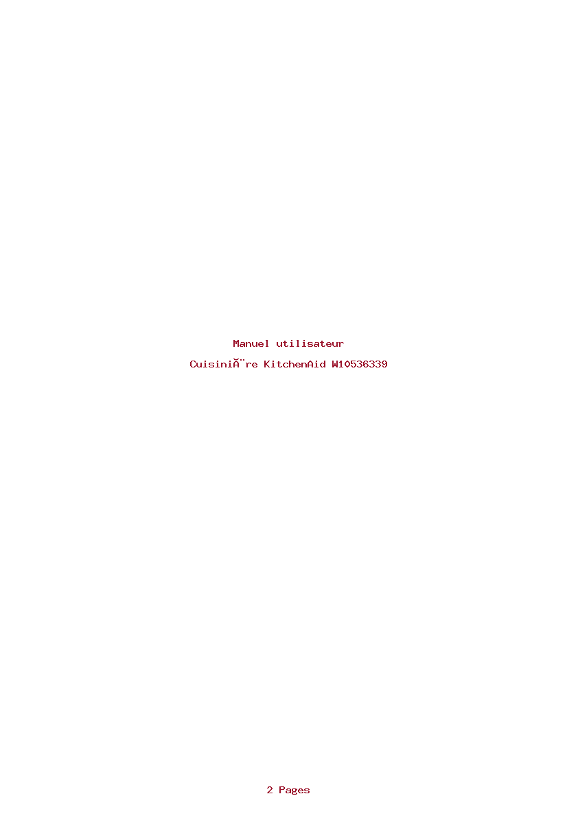 Page 1 de la notice Manuel utilisateur KitchenAid W10536339