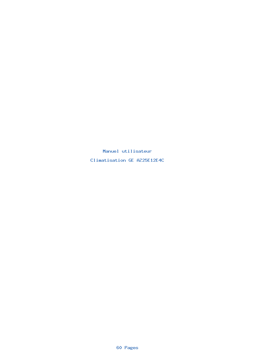 Page 1 de la notice Manuel utilisateur GE AZ25E12E4C