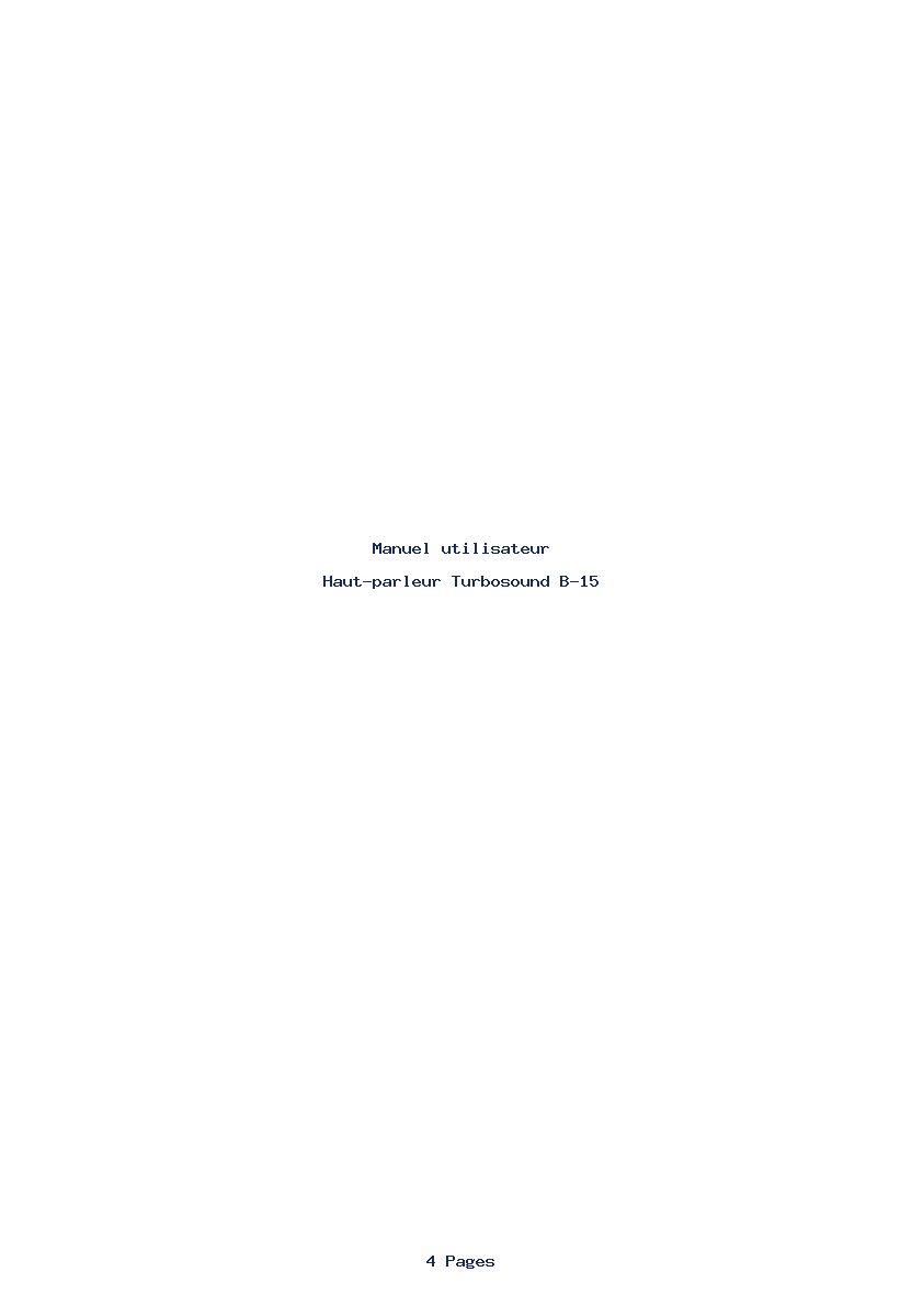Page 1 de la notice Manuel utilisateur Turbosound B-15