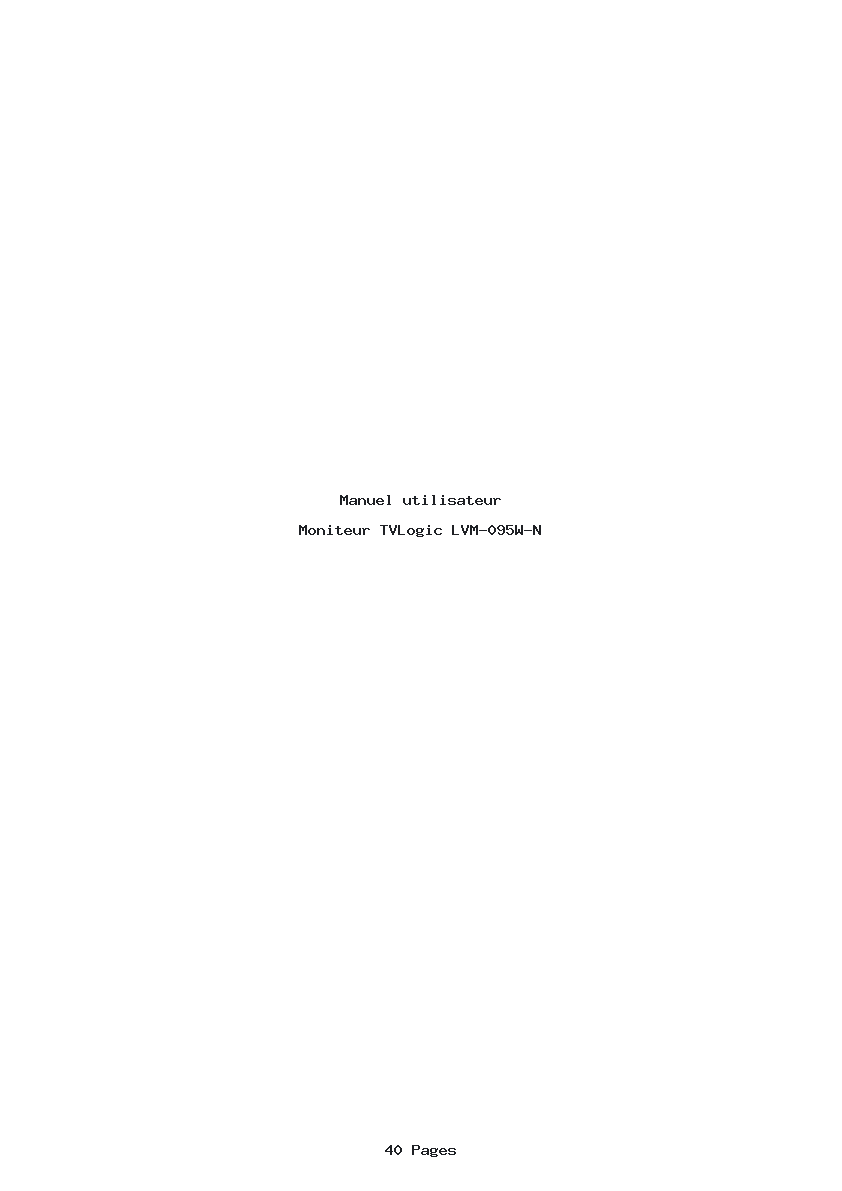 Page 1 de la notice Manuel utilisateur TVLogic LVM-095W-N