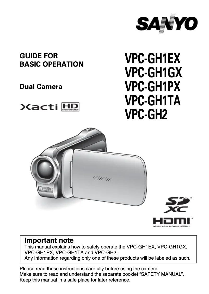 Página 1 del manual Manual de usuario Sanyo Xacti VPC-GH1TA
