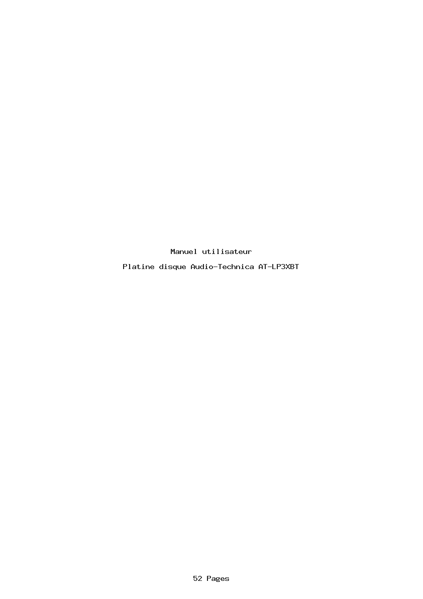 Page 1 de la notice Manuel utilisateur Audio-Technica AT-LP3XBT