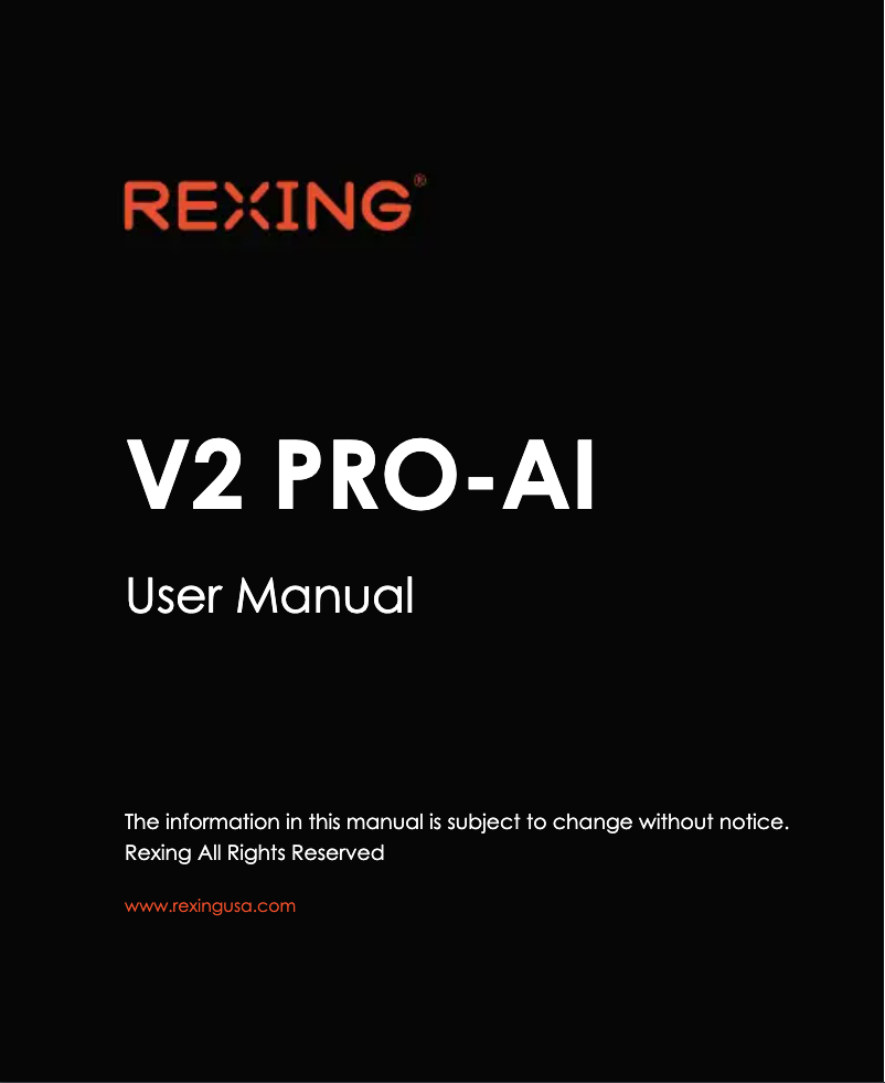 Page 1 de la notice Manuel utilisateur Rexing V2 PRO-AI