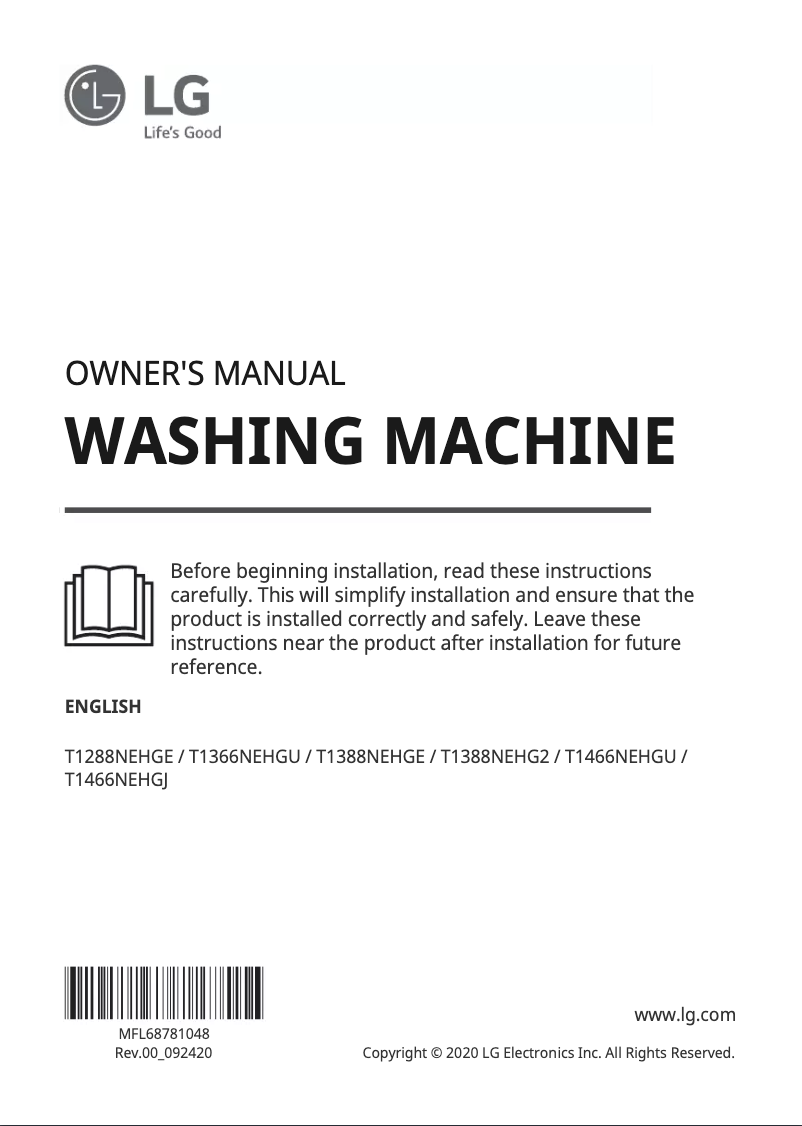 Page 1 de la notice Manuel utilisateur LG T1388NEHGE