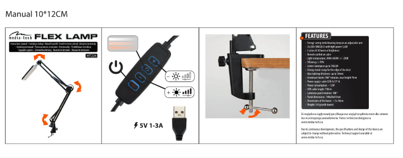 Page 1 de la notice Manuel utilisateur Media-Tech FLEX LAMP MT224