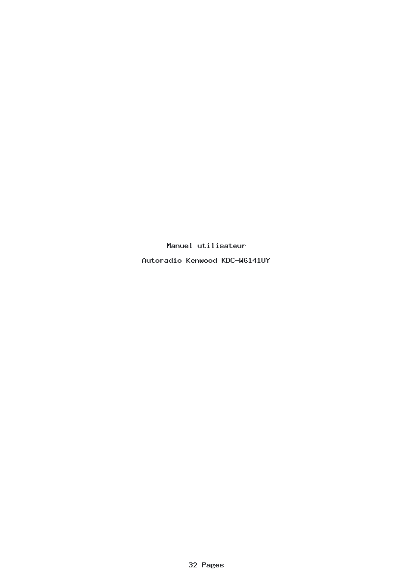 Page 1 de la notice Manuel utilisateur Kenwood KDC-W6141UY