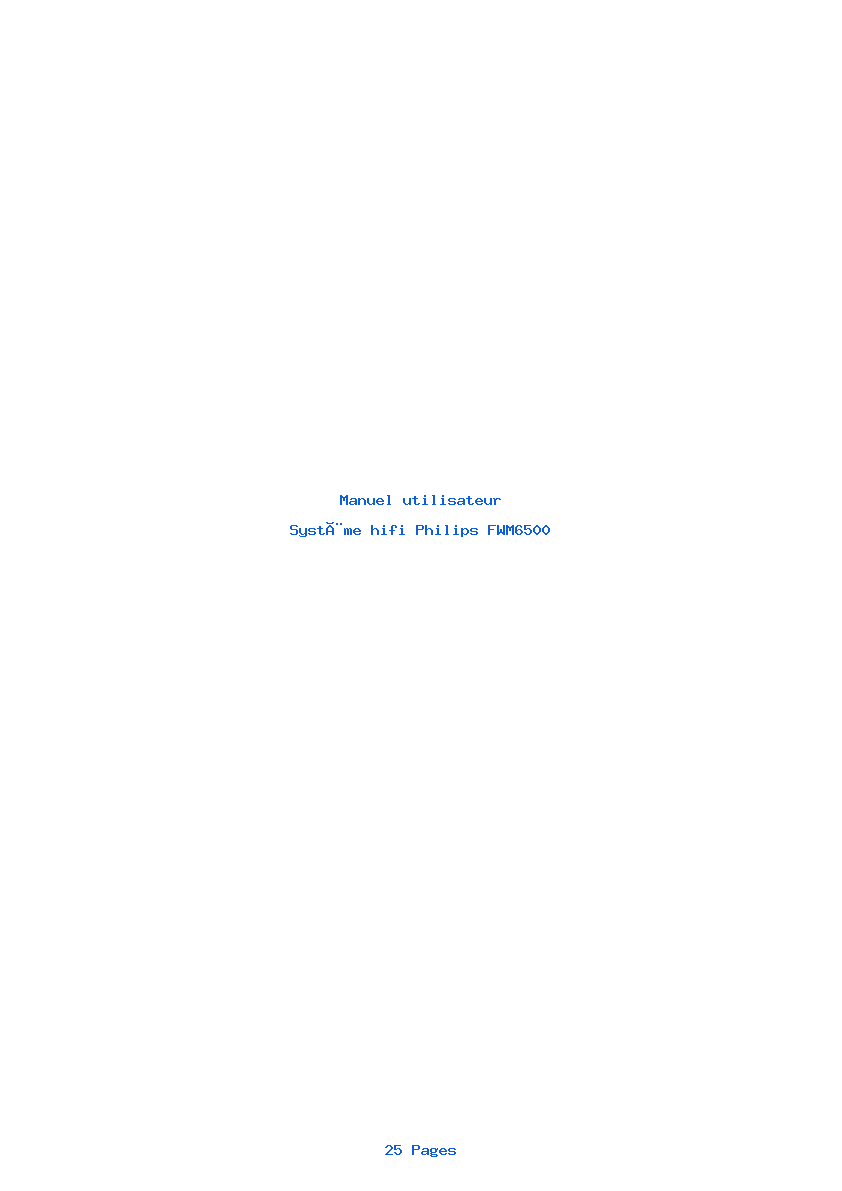 Page 1 de la notice Manuel utilisateur Philips FWM6500