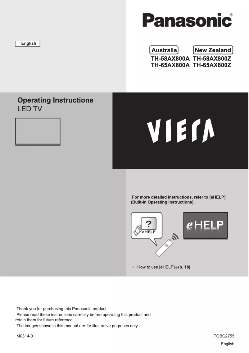 Page 1 de la notice Manuel utilisateur Panasonic TH-58AX800Z