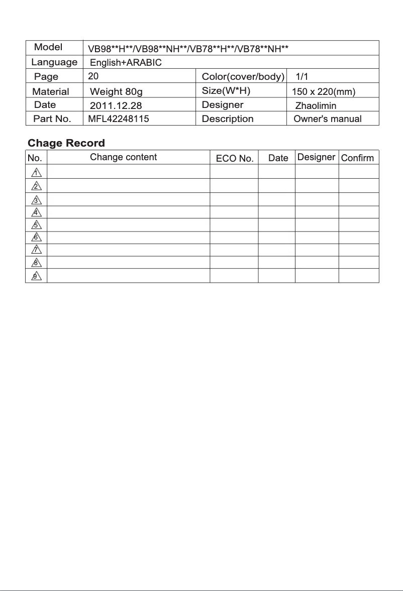 Página 1 del manual Manual de usuario LG VB9820NHT