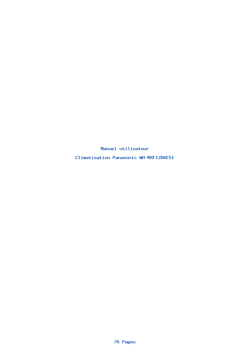 Page 1 de la notice Manuel utilisateur Panasonic WH-MXF12D6E51