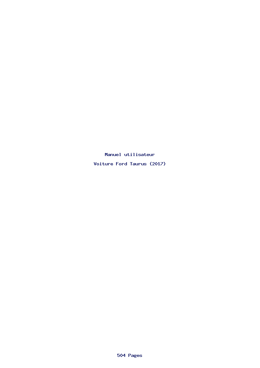 Page 1 de la notice Manuel utilisateur Ford Taurus (2017)