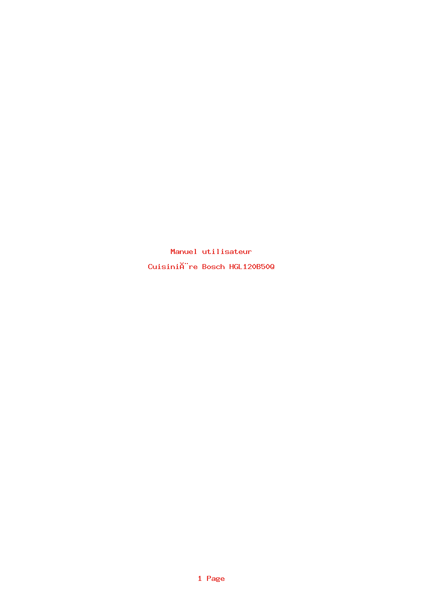 Page 1 de la notice Manuel utilisateur Bosch HGL120B50Q