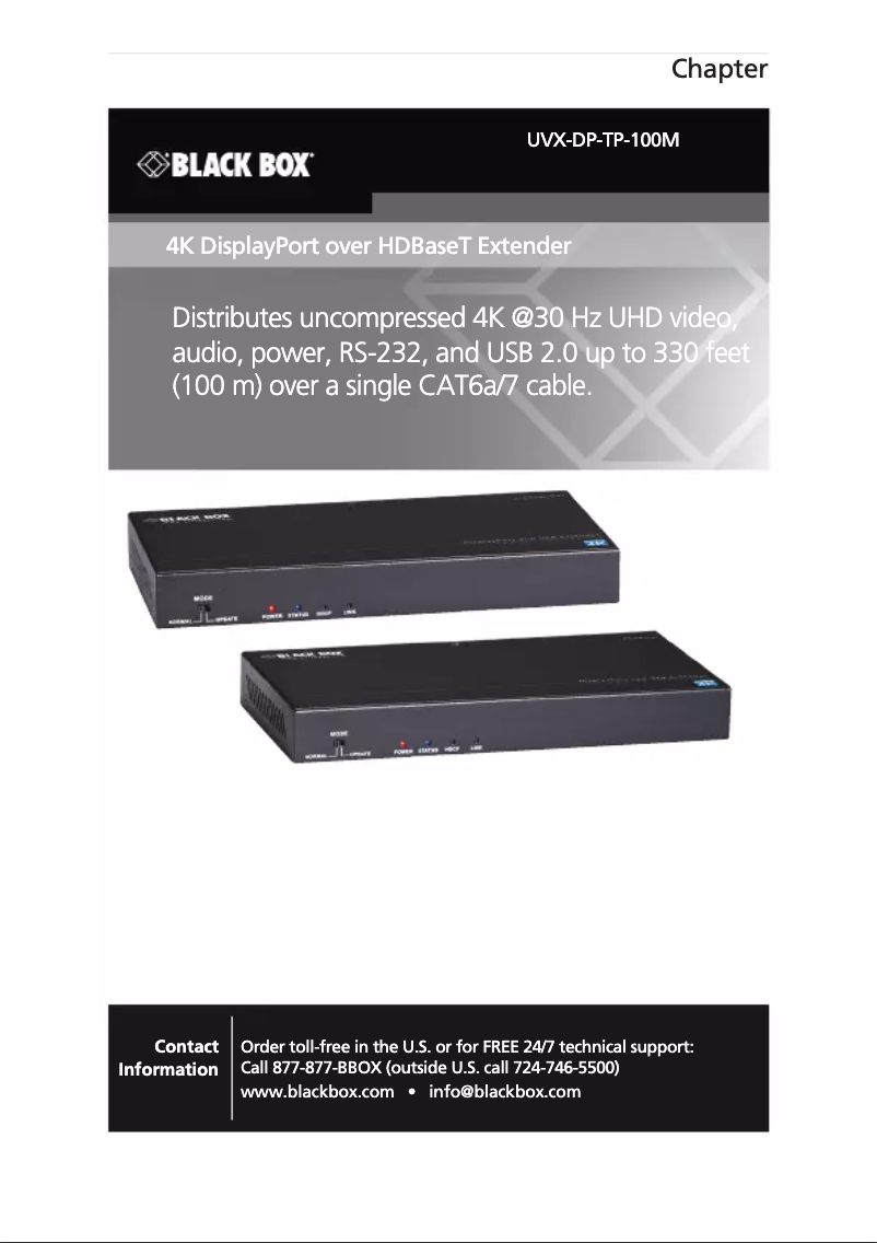 Page 1 de la notice Manuel utilisateur Black Box UVX-DP-TP-100M