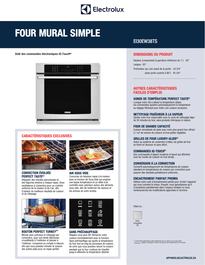 Página 1 del manual Ficha técnica Electrolux EI30EW38TS