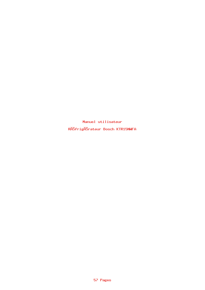 Page 1 de la notice Manuel utilisateur Bosch KTR15NWFA