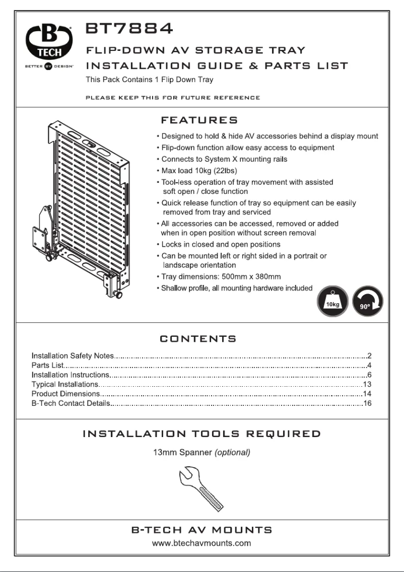 Page 1 de la notice Manuel utilisateur B-Tech BT7884