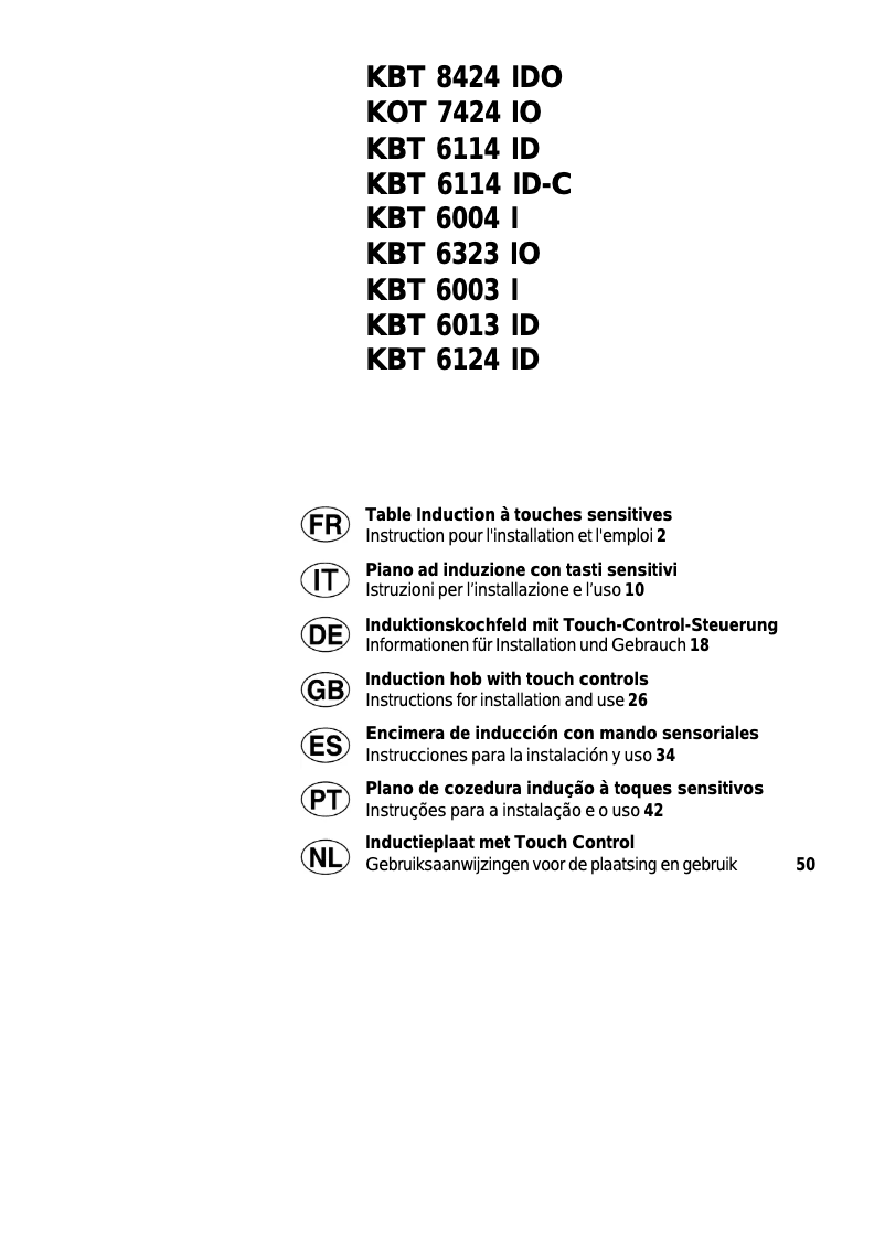 Page 1 de la notice Manuel utilisateur Ariston Thermo KBT 6114 ID-C