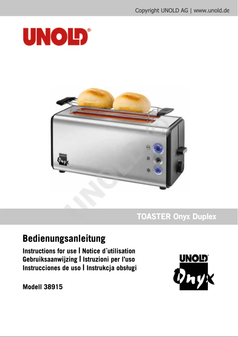 Página 1 del manual Manual de usuario Unold Onyx Duplex 38915