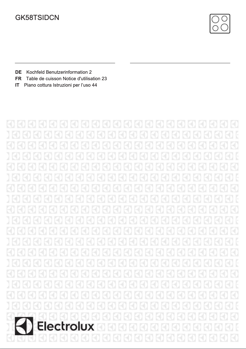 Page 1 de la notice Manuel utilisateur Electrolux GK58TSIDCN