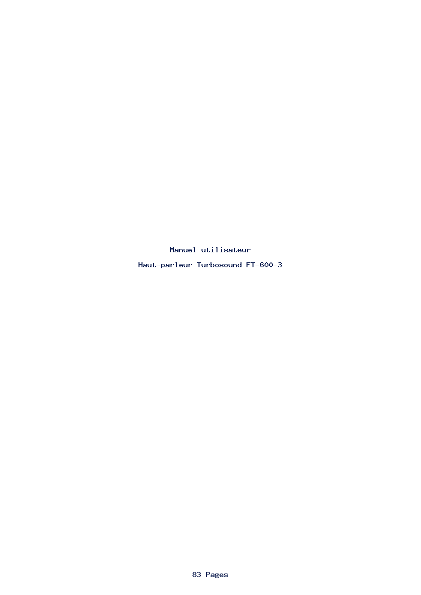 Page 1 de la notice Manuel utilisateur Turbosound FT-600-3