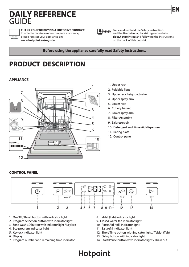 Page 1 of the manual Instruction Manual Hotpoint HFC 3C26 W C UK