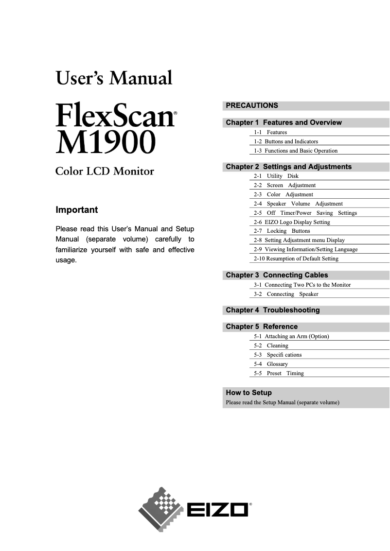 Page 1 de la notice Manuel utilisateur Eizo FlexScan M1950