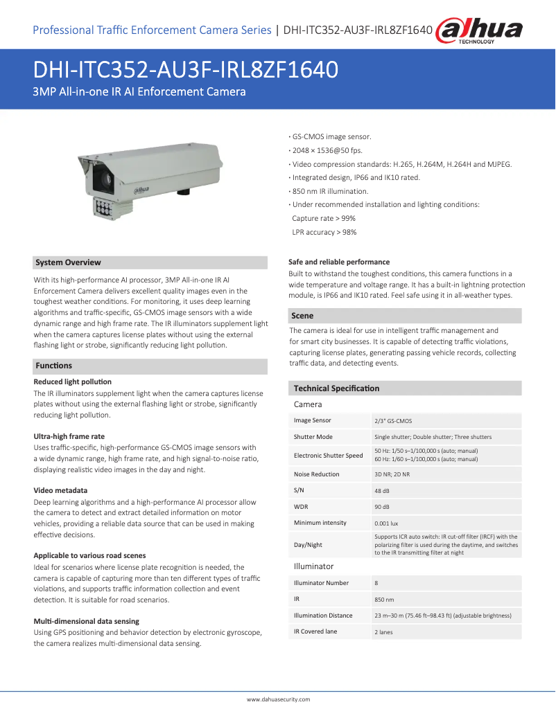 Page 1 de la notice Manuel utilisateur Dahua Technology ITC352-AU3F-IRL8ZF1640