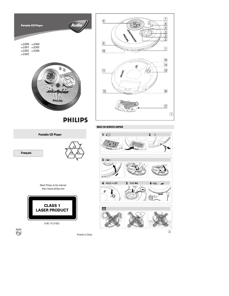 Page 1 de la notice Manuel utilisateur Philips AX3301