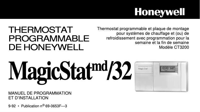 Page 1 de la notice Manuel utilisateur Honeywell MagicStat 32