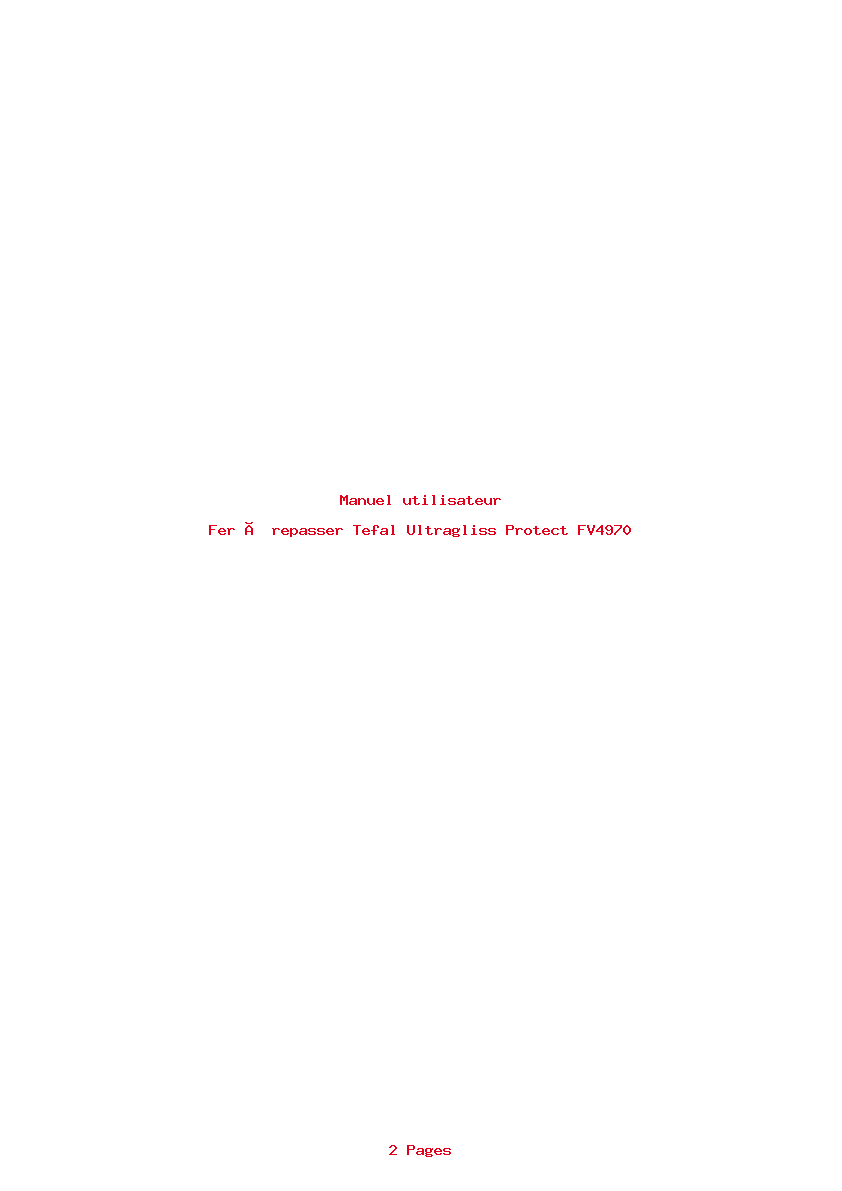 Page 1 de la notice Manuel utilisateur Tefal Ultragliss Protect FV4970
