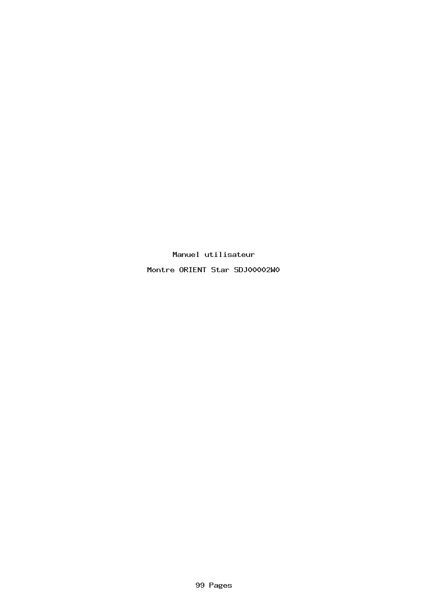 Page 1 de la notice Manuel utilisateur ORIENT Star SDJ00002W0