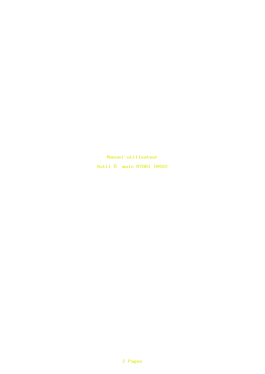 Page 1 de la notice Manuel utilisateur RYOBI IR002