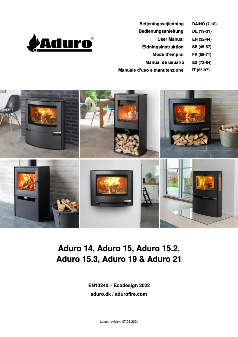 Page 1 de la notice Manuel utilisateur Aduro 14