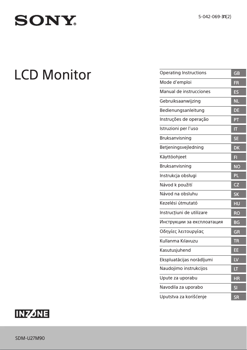 Page 1 de la notice Manuel utilisateur Sony INZONE M3