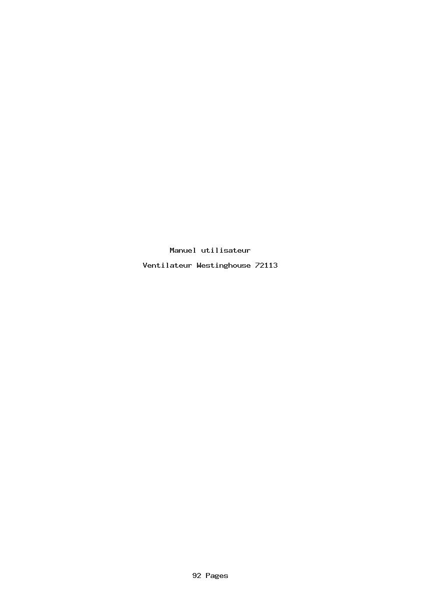 Page 1 de la notice Manuel utilisateur Westinghouse 72113