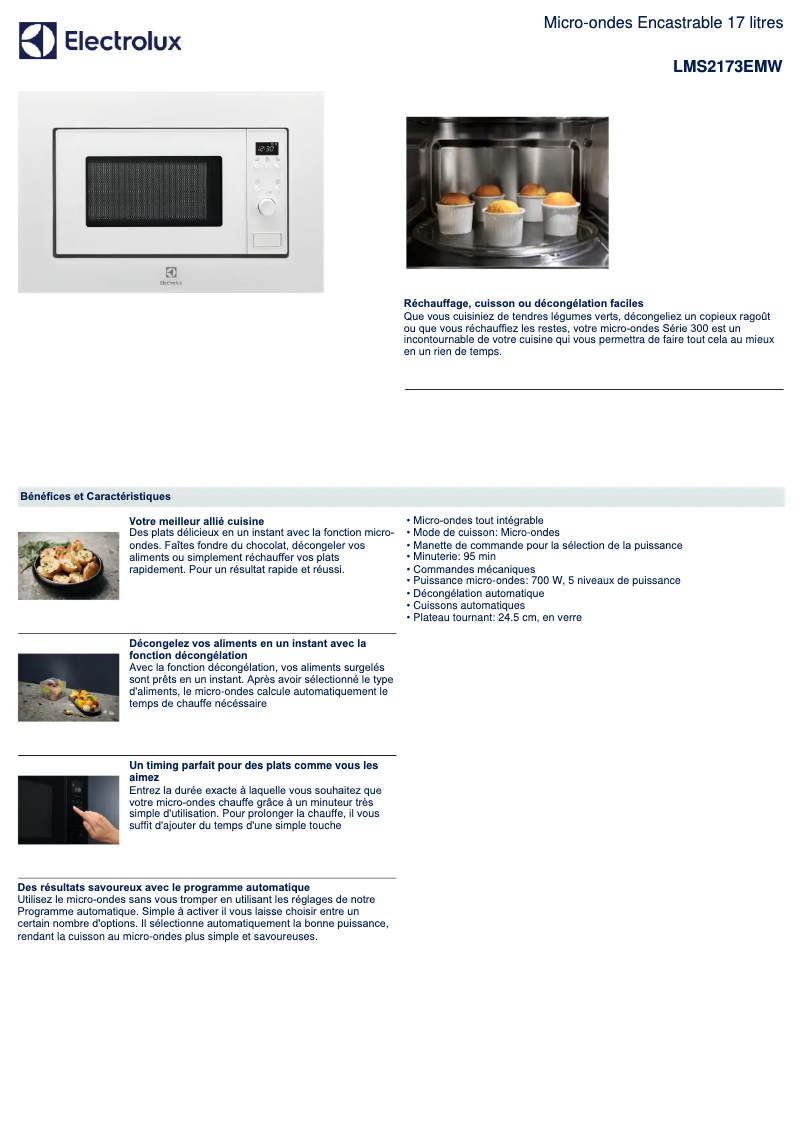 Página 1 del manual Ficha técnica Electrolux LMS2173EMW