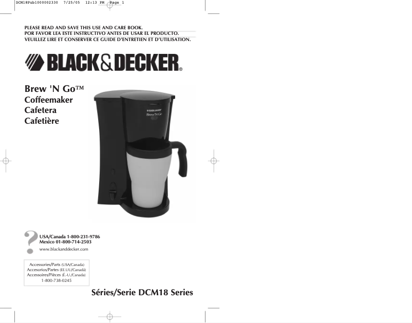 Página 1 del manual Manual de usuario Black & Decker Brew 'N Go DCM18