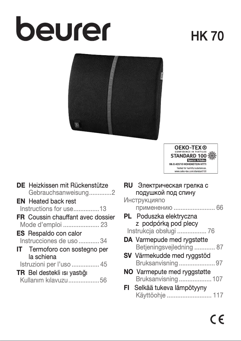 Page 1 de la notice Manuel utilisateur Beurer HK 70