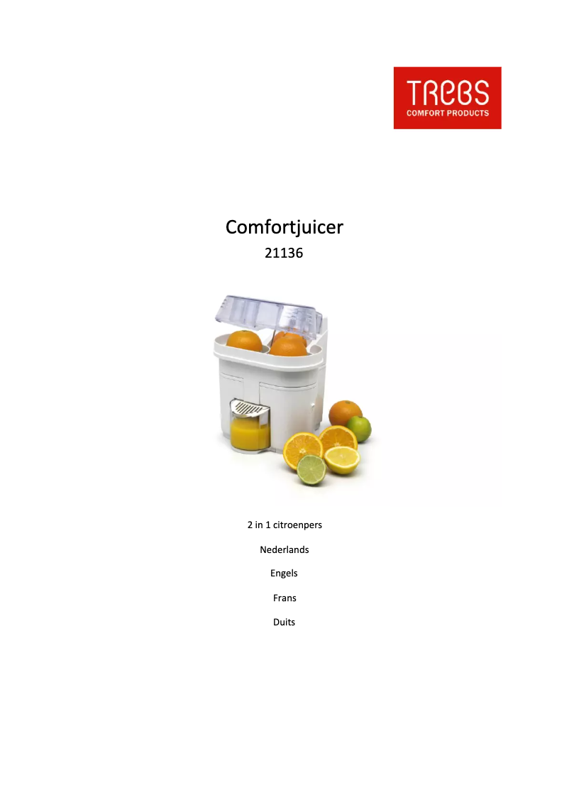 Page 1 de la notice Manuel utilisateur Trebs Comfortjuicer 21136