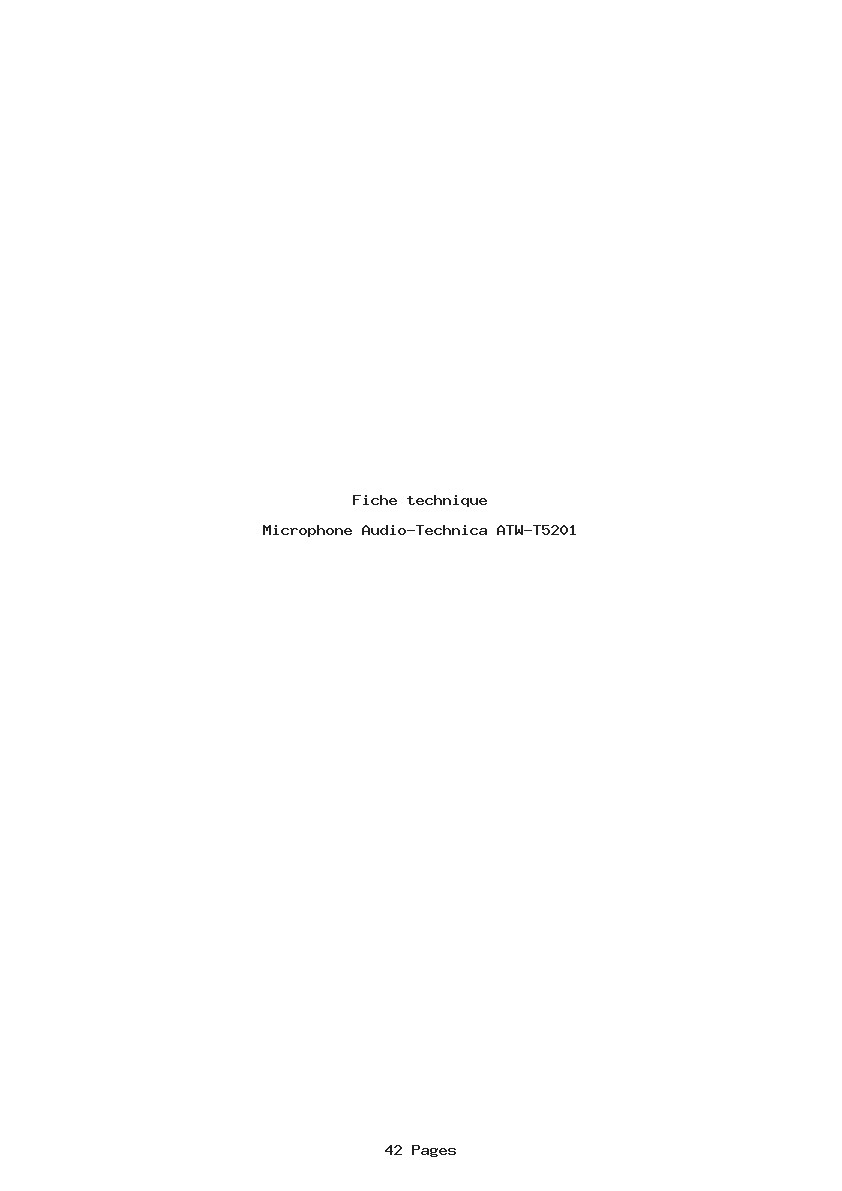 Page 1 de la notice Fiche technique Audio-Technica ATW-T5201