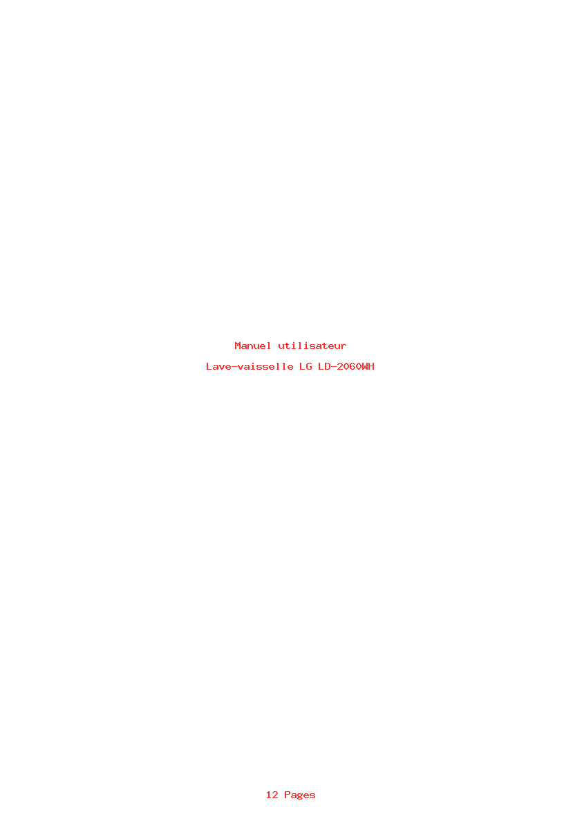 Page 1 de la notice Manuel utilisateur LG LD-2060WH
